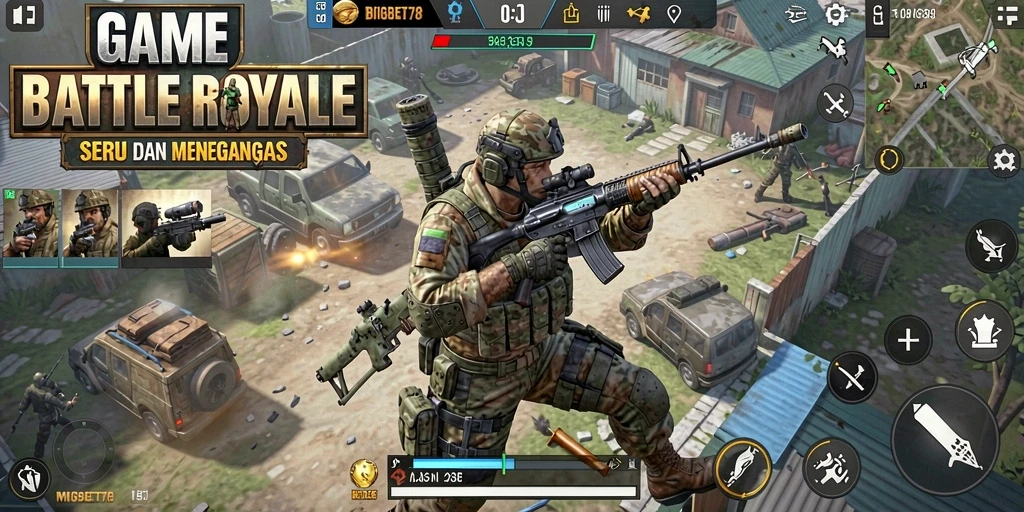 Tangkapan layar gameplay BIGBET78 yang menunjukkan pertempuran intens di arena.