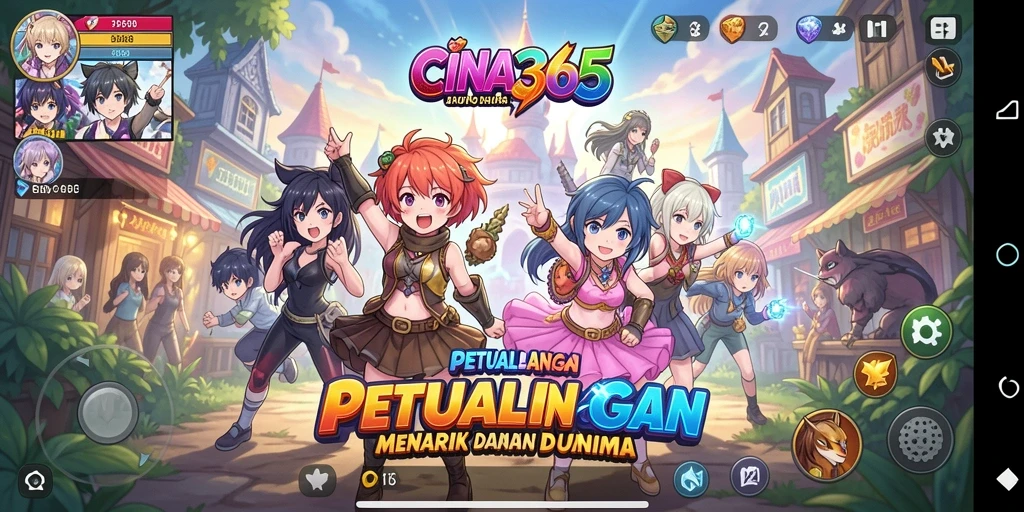 Tampilan gameplay CINA365 dengan karakter dan petualangan menarik.
