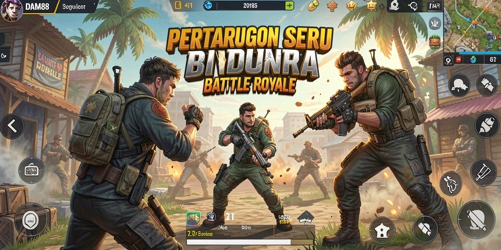 Tampilan gameplay menarik dalam pertarungan Battle Royale.