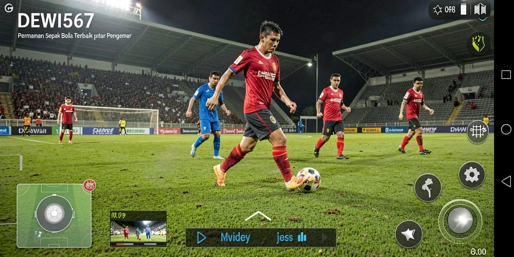 Screenshot DEWI567 menampilkan gameplay seru dengan strategi sepak bola.