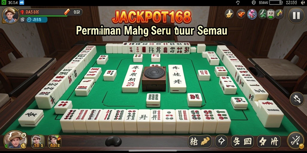 Tampilan gameplay seru dari JACKPOT168 dengan ubin Mahjong.