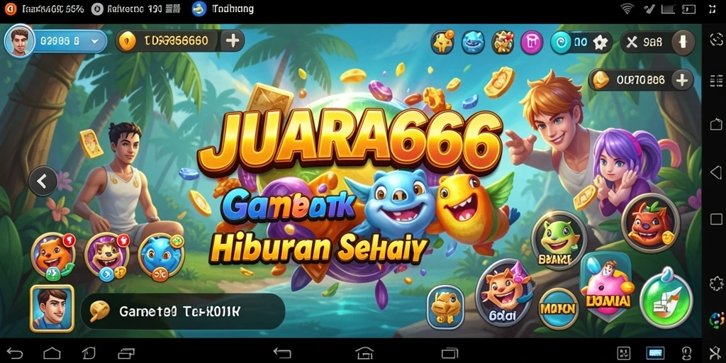 Tampilan gameplay JUARA666 yang penuh warna dan ceria.