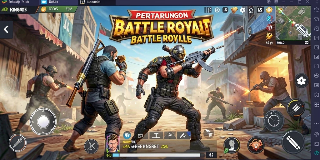 Tampilan gameplay KING403 yang mendebarkan dalam pertarungan Battle Royale.