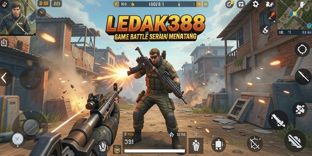 Tangkapan layar menunjukkan aksi seru dalam game Battle Royale LEDAK388.