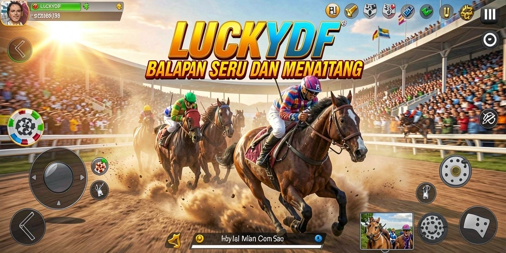 Tampilan gameplay LUCKYDF yang seru saat balapan.