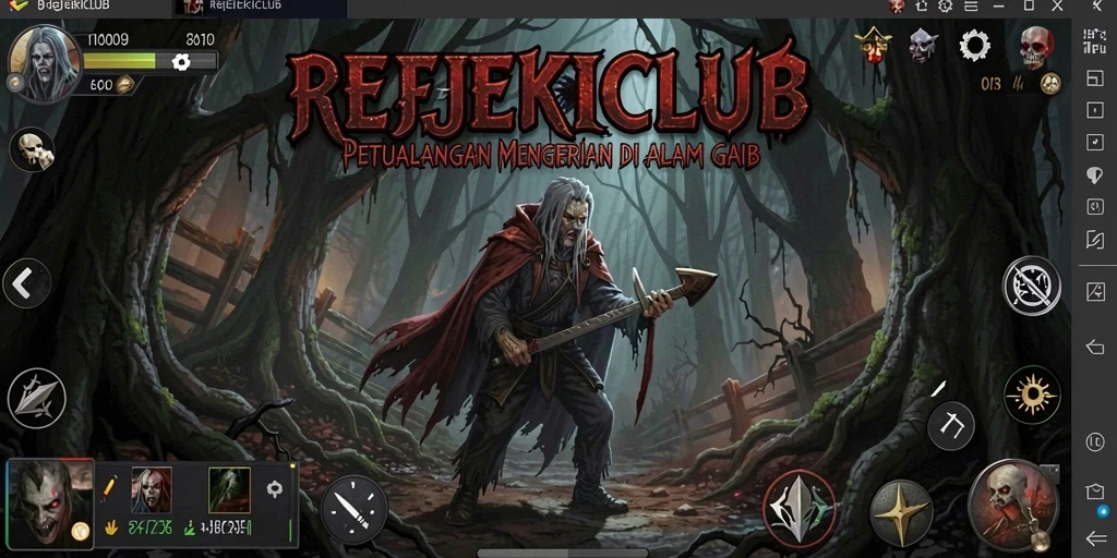 Gameplay menakutkan REJEKICLUB dengan atmosfer menyeramkan.