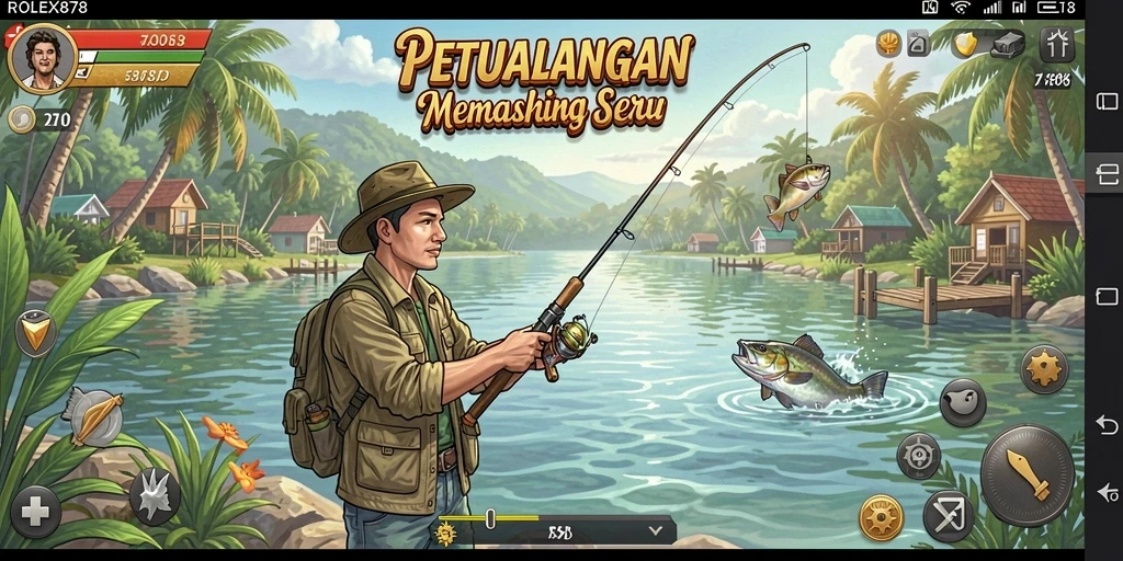 Tampilan gameplay dalam ROLEX878 dengan pengalaman memancing yang seru.