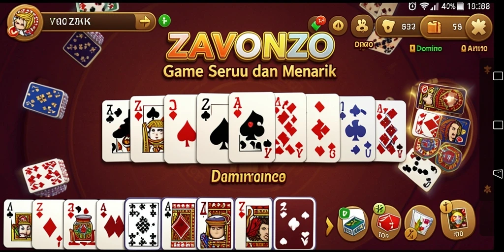 Screenshot gameplay ZAVONZO dengan tampilan domino yang menawan.