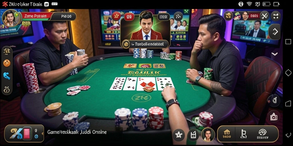 Tangkapan layar ZK6 menampilkan antarmuka permainan Poker yang menegangkan.